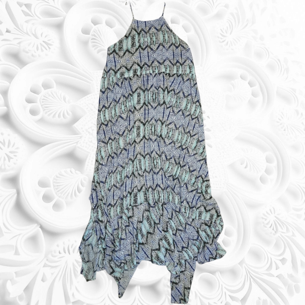Volcom Blue and Green Halter Maxi Dress